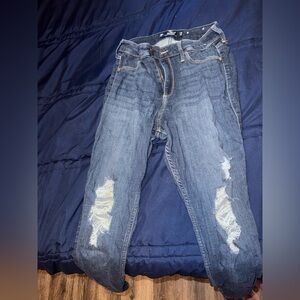 Hollister Blue High Rise Distressed Jeans
